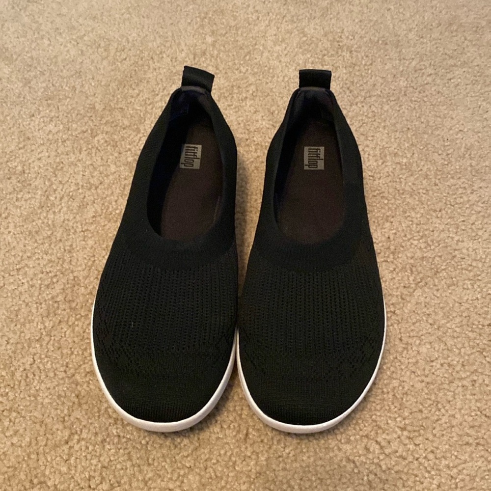FitFlop Uberknit Black Slip on Ballet Flat Sneakers 11